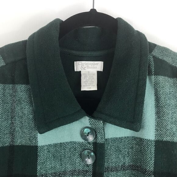 Christopher & Banks Green Plaid Button Up Wool Blend Jacket - Picture 3 of 9